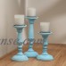Mainstays 12"H Wood Pillar Candleholder, Blue wash with carved flower petal   566089303